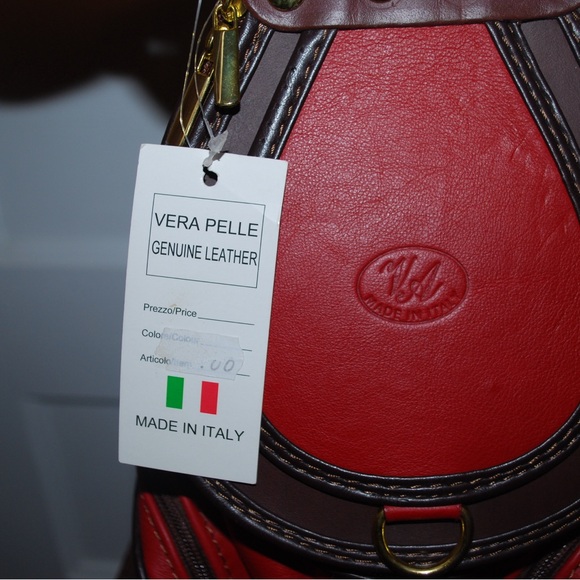 Vera Pelle Red Leather Backpack Italian Craftsmanship - Picture 1 of 4